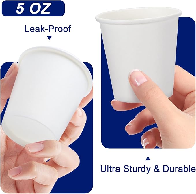 Clawsoff 5 oz 300 Count White Paper Cups Disposable Bathroom Mouthwash Cups | - Image 3