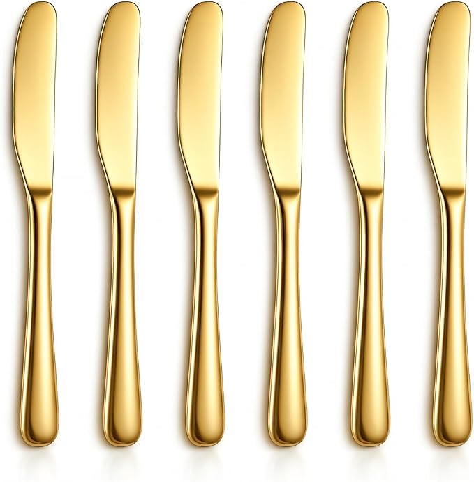 Berglander Butter Knife Spreader 6 Pieces 5.6", Stainless Steel Gold Butter by Berglander