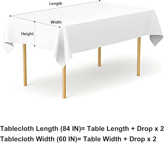 misaya Rectangle Waterproof Vinyl Table Cloth, Buffalo Flannel Backed Tablecloth, Wipeable Plastic Table Cover for Dinner, Kitchen, Outdoor (60" x 84", Khaki and White)