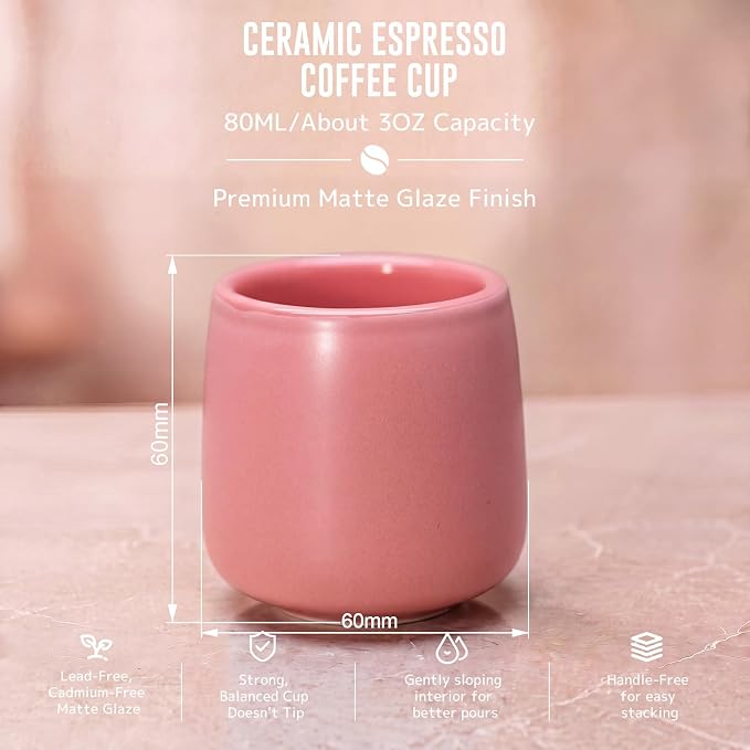 Ceramic Espresso Cups Set of 2, 3oz Double Wall Demitasse Cups | Collectible - Image 2
