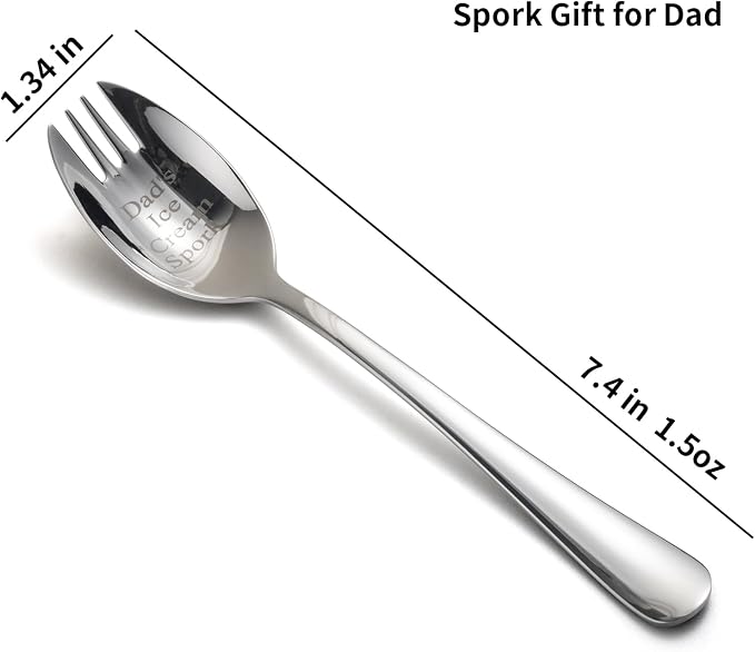 Alata Spork Gift for Dad, 5.7 Inches Salad Forks For Dessert, Ice Cream - Image 5