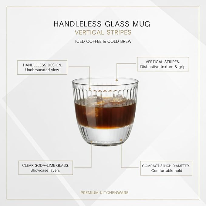 Handleless Glass Mug with Vertical Stripes - Image 4