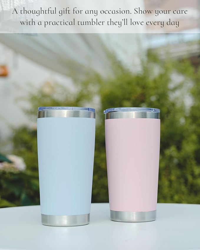 20oz Travel Coffee Tumbler 8 Pack, Lids and Straws, Stainless Steel | Double - Image 7