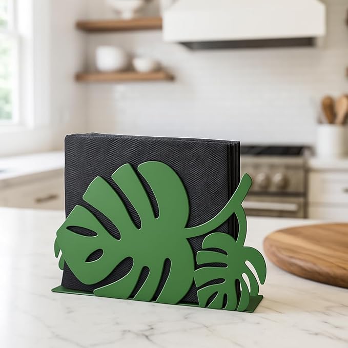 Mango Steam Tabletop Napkin/Tissue & Letter Holder for Home, Kitchen, Restaurants (Leaf, Green)