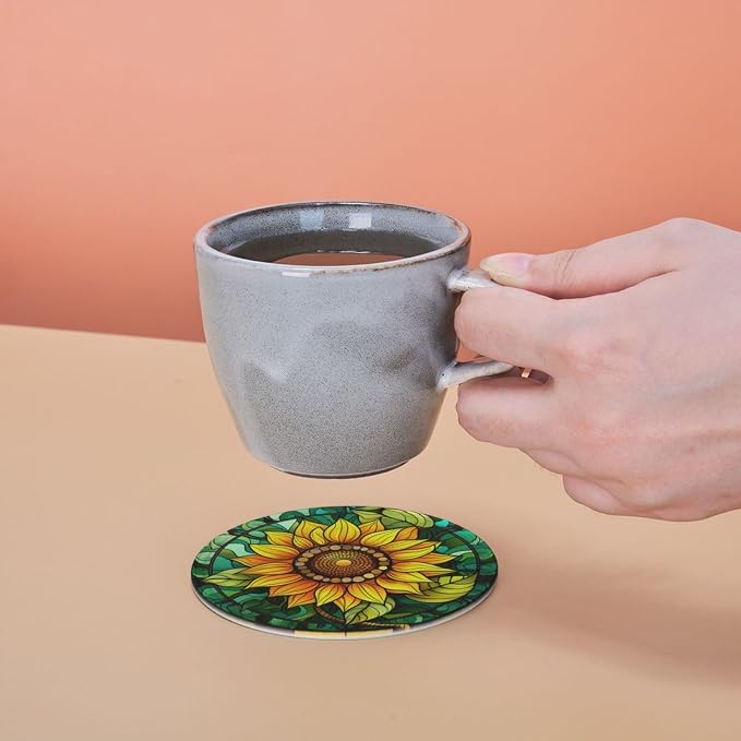Sunflower Coasters for Drinks, Sunflower Decor Bar Drink Coasters for Coffee - Image 8