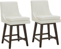 CHITA Counter Height Swivel Barstool with Back Set of 2, FSC Certified Upholstered Faux Leather Swivel Bar Stool, 26.8" H Seat Height, PU Leather in Pure White
