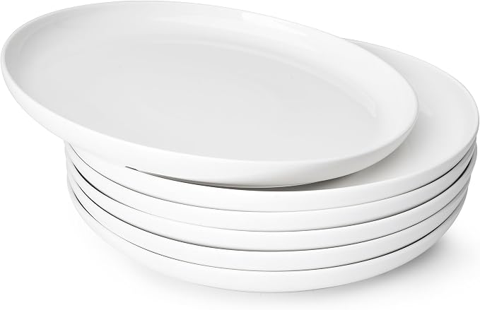 Sweese Porcelain Dinner Plates Set of 6, 10 Inch Lightweight Round Dish Set by Sweese