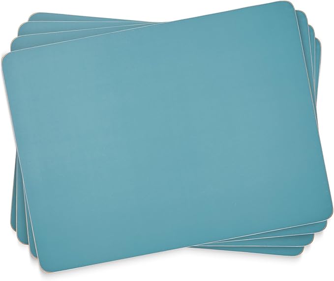 Pimpernel Azure Collection Placemats, Set of 4 – (15.7" x 11.7") Decorative, Cork-Backed Board Mats, Heat & Stain Resistant with Lacquer Finish, Stylish Dining & Kitchen Table Accessories