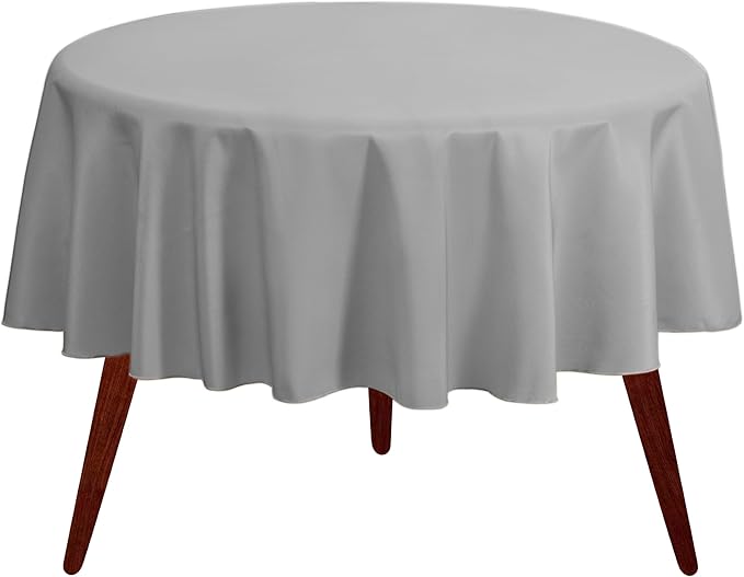 Gee Di Moda Round Tablecloth - 132 Inch Charcoal Round Table Cloth for 72 to 96 Inch Round Tables - Heavy Duty Washable Fabric - for Buffet Table, Holiday Party, Dinner, Wedding & Baby Shower
