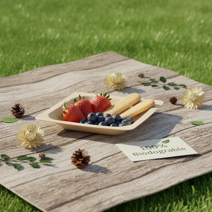 200 Pack Disposable Square Palm Leaf Bowls, Heavy Duty Serving Dishes, Natural Friendly Alternative to Paper or Bamboo Tableware for Parties, Weddings, BBQ & Catering, 4.3inches