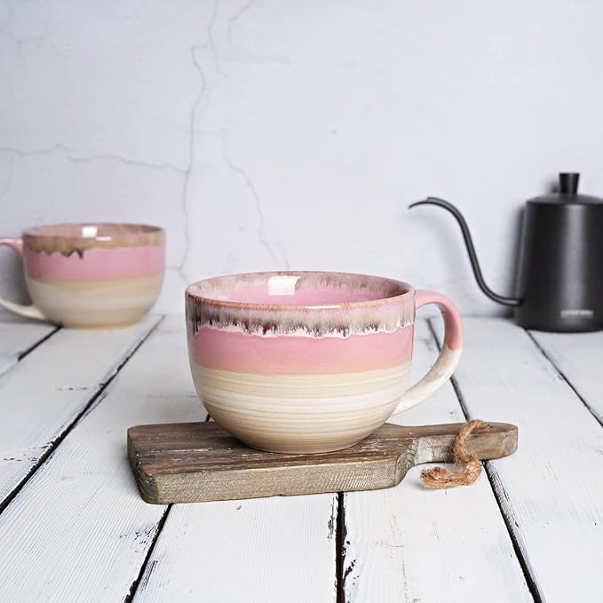 Ceramic Jumbo Coffee Mug Set of 2, 23 Oz, Large Mug Soup Bowls - Image 4