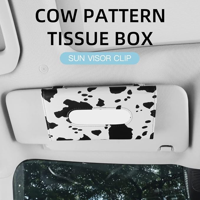 Cow Print Car Accessory for Women, Premium Tissues Holder, Car Napkins Box | - Image 2