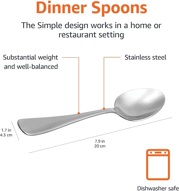 Amazon Basics Stainless Steel Dishwasher Safe Dinner Spoons - Image 5