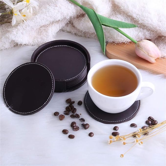 Coasters for Drinks, THIPOTEN Leather Coasters - Image 4