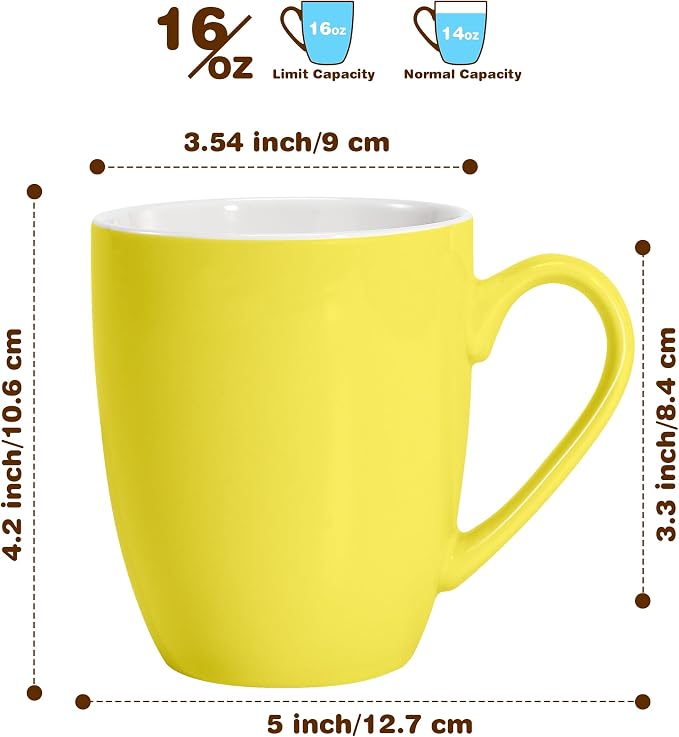 Urbanstrive 16 oz Large Coffee Mugs Set of 6 Ceramic Coffee Mug White Coffee - Image 2