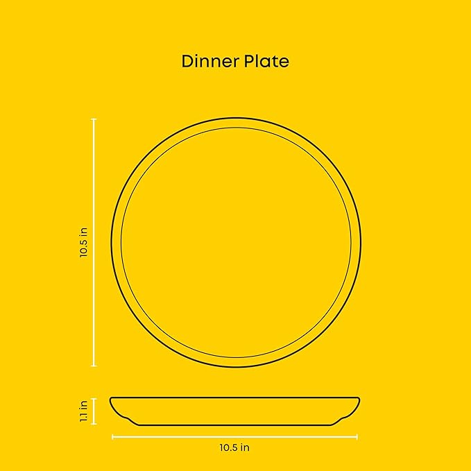 JoyJolt Mesa Stoneware Dinner Plates Set of 6, 10.5" Dish Set, Dishwasher and Microwave Safe Plate Set, Modern Rustic Dinnerware, Kitchen Serving Dishes - Matte Black