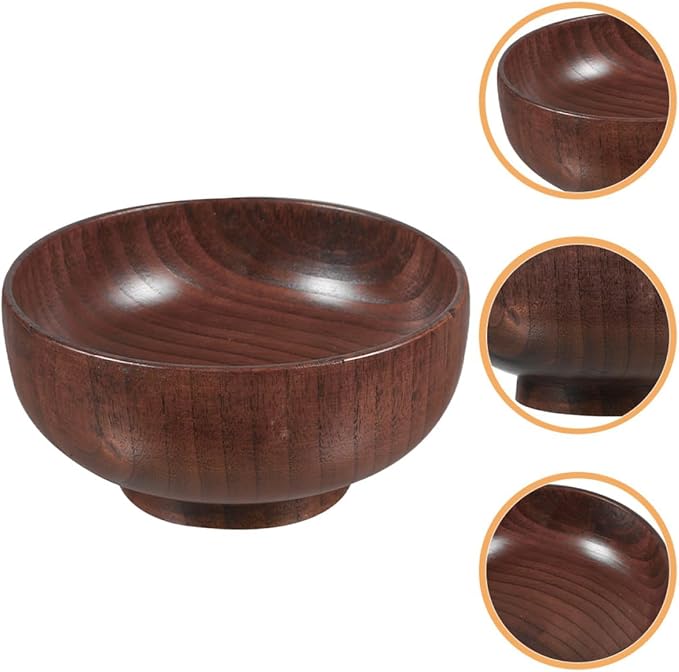 Large 16cm Wooden Salad Bowl Heat-resistant Wood Serving Bowl for Kitchen and Dining Multipurpose Food for Salad Fruit and Bread Sturdy Smooth Finish