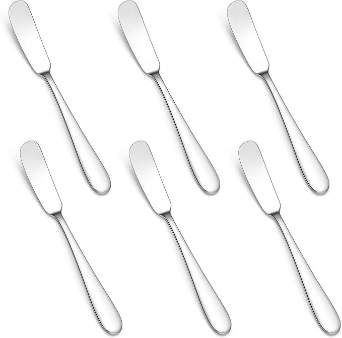 E-far Butter Spreader Knife Set of 6, 7-Inch Stainless Steel Cheese Dessert by E-far