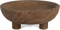 DN DECONATION Wooden Decorative Bowl with Tripod Base 10.63" - Brown Wood Fruit Candy Key Holder Bowl Footed for Dining Table Top Centerpiece Decor Rustic Home Shelf Decor