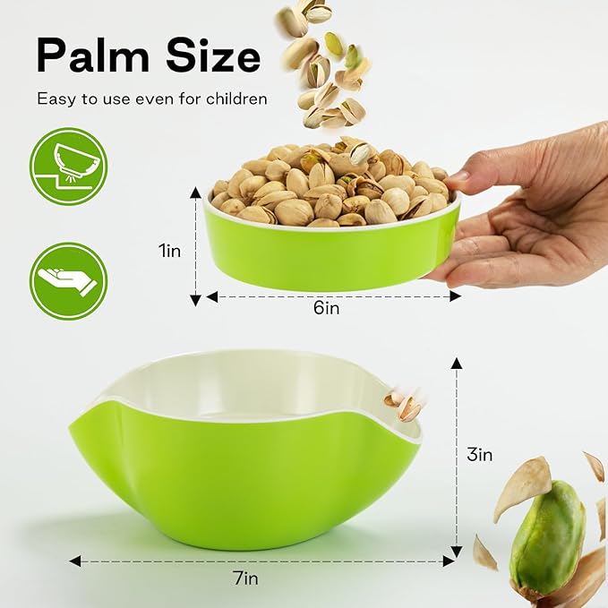 LivLab Mker Snack bowls for adults, Pistachios bowl with shell storage, Nut bowl sunflower seed spit cup, can berry serving dish, Green