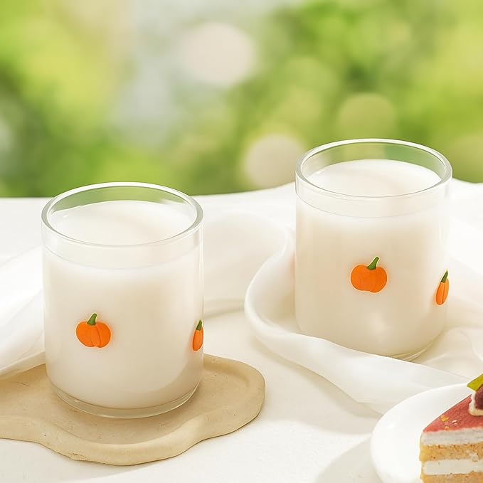 SiliFine 2 Pcs Pumpkin Icon Juice Glasses - 14oz Pumpkin Stemless Wine Drinking - Image 2