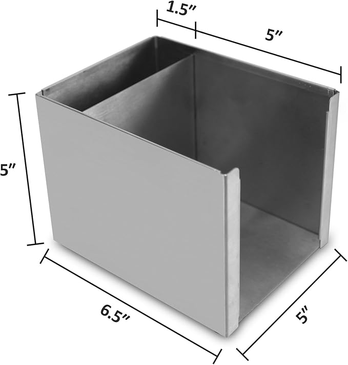 BARsics Stainless Steel Bar Caddy Holder with 2 Compartments for Napkins, Accessories (Pack of 3)