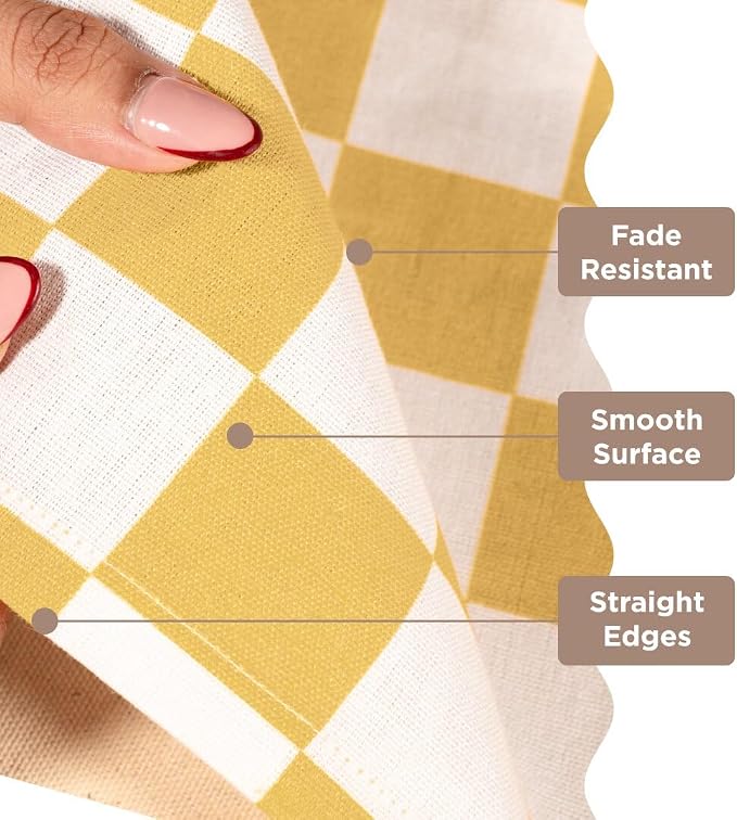Folkulture Fall Table Runner 90 Inches Long | Yellow Checkered | Table Runner - Image 4