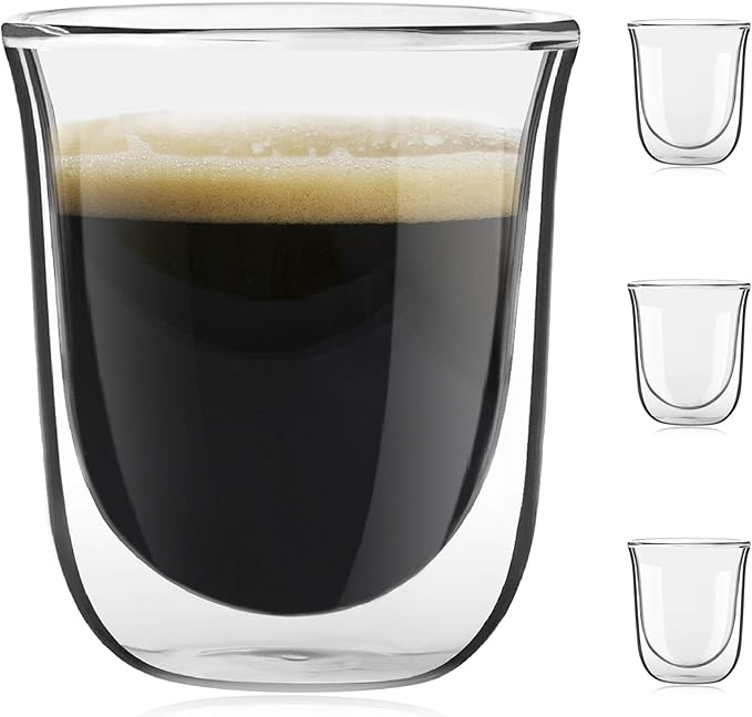 JoyJolt Javaah Double Walled Espresso Glasses Espresso Cups Set of 4 | 2-Ounces by JoyJolt