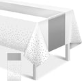 MASHAN 1Pcs White Silver Tablecloth Party Decorations, Plastic White Table by MASHAN