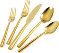 Silverware Set 40-Piece Stainless Steel Cutlery, Mirror Polishing Utensils, Gold Hexagon Flatware Sets, Service for 8