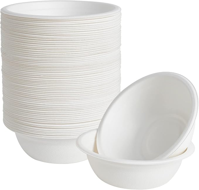 150 Pack 16 oz Compostable Paper Bowls Disposable by ECOLipak