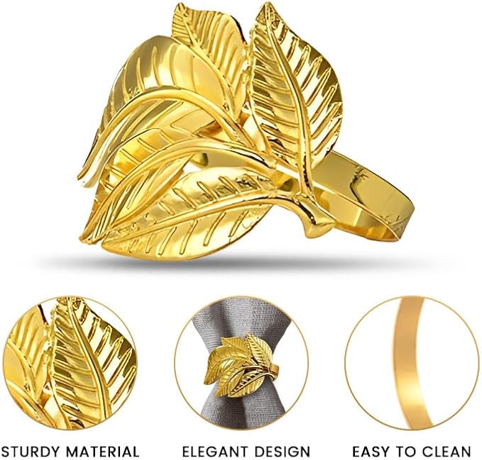 Decozen Set of 8 Gold Napkin Rings in Turtle Design Festive Table Decor Setting for Holiday Wedding, Birthday, Kitchen, Home Decor Housewarming Gift - Mothers Day Decorations