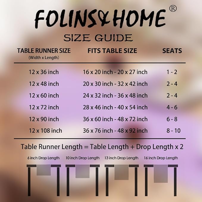 FOLINS&HOME Lavender Waterproof Decorative Table Runner 90 Inches Long | 210GSM - Image 6