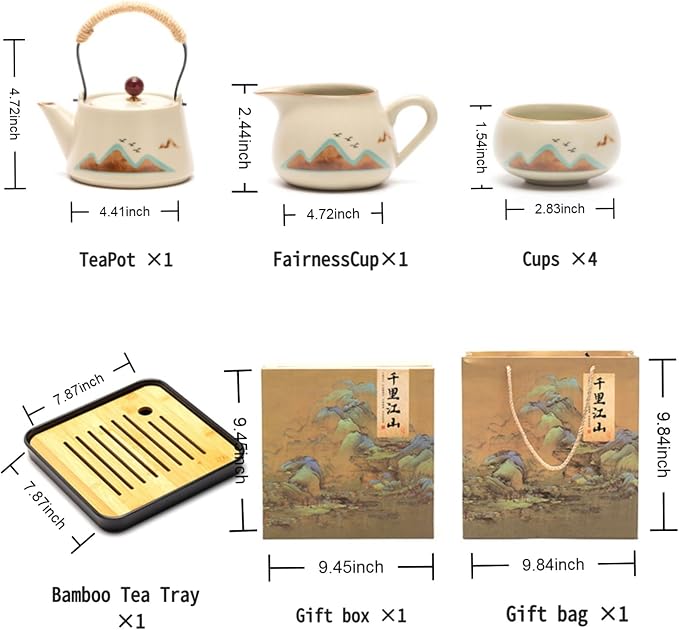 7-Piece Ruyao Ceramic Chinese GongfuTea Set, Traditional Crackle Glaze Teapot - Image 2
