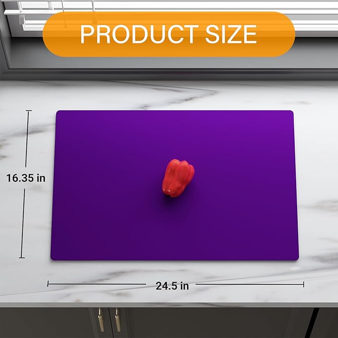 2-Pack Extra Thick Silicone Counter Mats - 24”x16” Large Heat Resistant Kitchen Countertop Protector, Non-Slip Hot Pad Trivet for Air Fryer, Hot Pots & Pans, Coffee Maker (Purple)