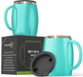 Stainless Steel Insulated Coffee Mugs Set of 2 Double Wall Coffee Cups by CHILLOUTLIFE