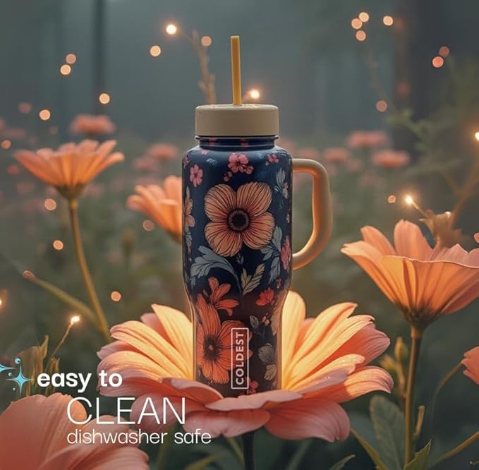 Coldest Tumbler with Handle and Straw, 100% Leak Proof Insulated Tumbler with - Image 6