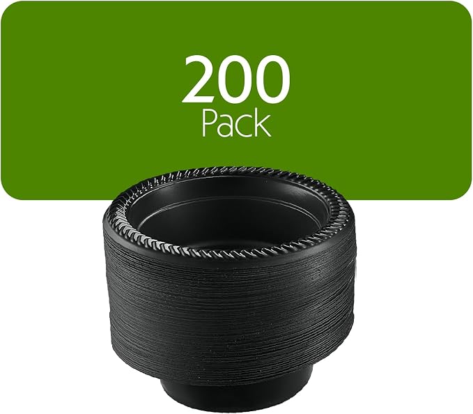 PLASTICPRO 200 PCS Black Plastic Bowls Light Weight 5 oz Small Plastic Soup - Image 7