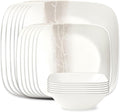 Corelle Vitrelle 18 Piece Glass Dinnerware Sets Rectangular Square Plate and by Corelle