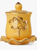 QINLANG Yellow Buddha Water Cup, Ceramic Holy Water Offering Cup by QINLANG