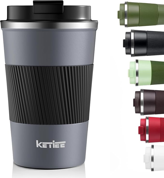 KETIEE Travel Coffee Mug Spill Proof 12oz, Insulated Reusable Coffee Cups by KETIEE