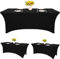 HAISIWLKJ 3 Pack Table Cloth 6ft Black Tablecloths for Rectangle Folding Table Spandex Fitted Stretch Cover Wrinkle Resistant Washable Protector for Party, Wedding, Banquet, Festival