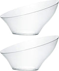 PLASTICPRO Disposable Angled Plastic Bowls Round Medium Serving Bowl, Elegant for Party's, Snack, or Salad Bowl, Clear Pack of 4