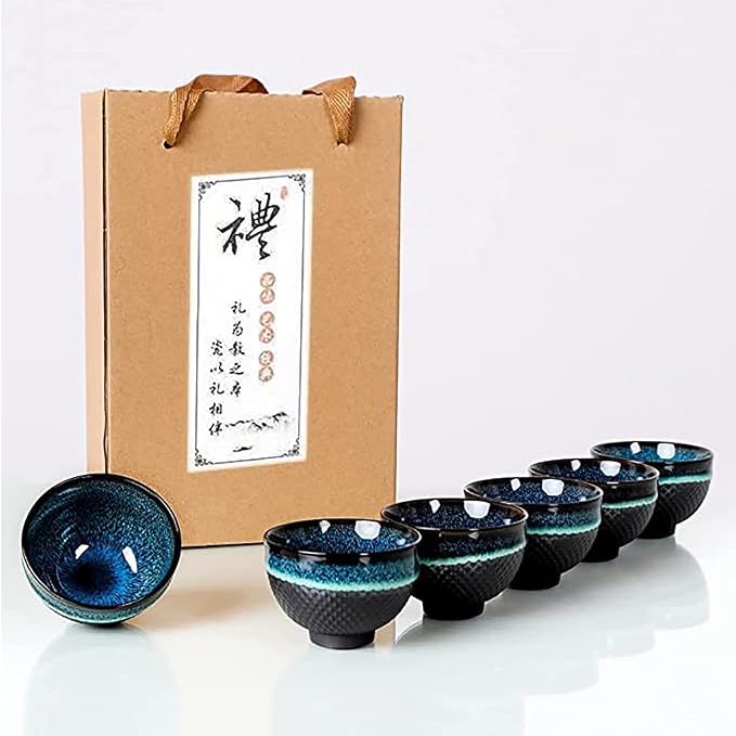 Chinese Ceramic Kung Fu Tea Set of 6, Japanese Tea Cup, Sake Cup, Ceramic Tea by Puoyikt