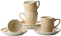 famiware 3oz Espresso Cups and Saucers, Honey Beige | Ceramic Small Coffee Mug by Famiware