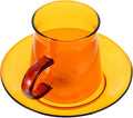 Mikinona Vintage Tea Cups and Saucers Sets, 3.14x2.75x2.75In Amber Glass Coffee by Mikinona