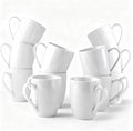 GBhome White Coffee Mugs Set of 12, 12 oz Ceramic Coffee Cups | Classic COffee by GBhome