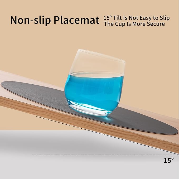 Myir JUN Round Placemats Set of 6 Faux Leather Place Mats and Coasters 15 inch Round Table Mats Dual Sided Non-Slip Stain Resistant Placemats (Gray 01, Set of 6)