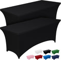 Pureegg Spandex Tablecloth 4ft - 2 Pack, Fitted and Tight Cloth for Rectangle Table, Wrinkle-Free and Stretch Table Cover for Party, Wedding, Banquet and Birthday, Black