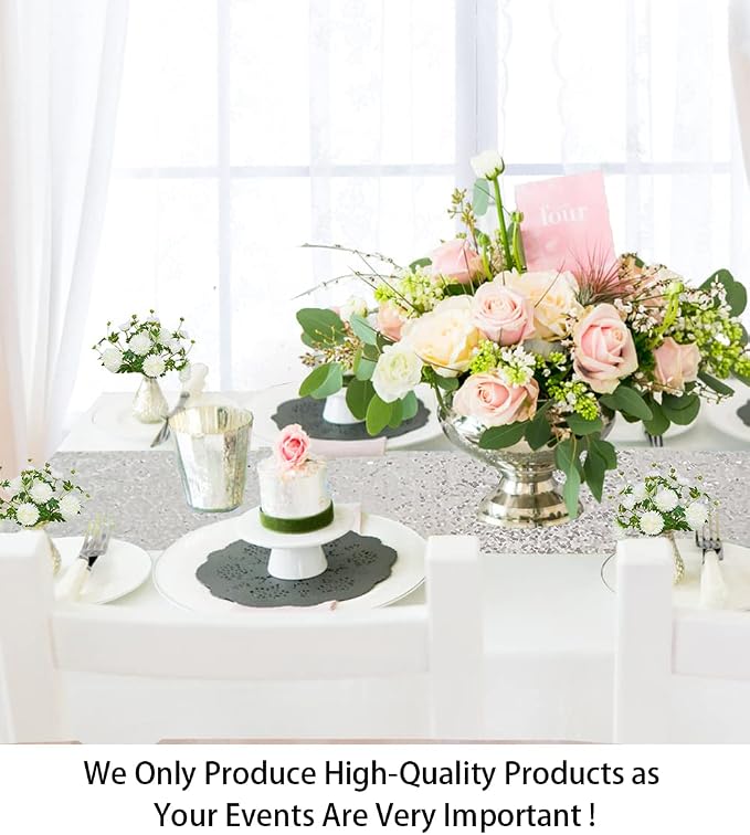 ShinyBeauty Wedding Decor Sequin Elegant Tassel Table Runner - Image 2